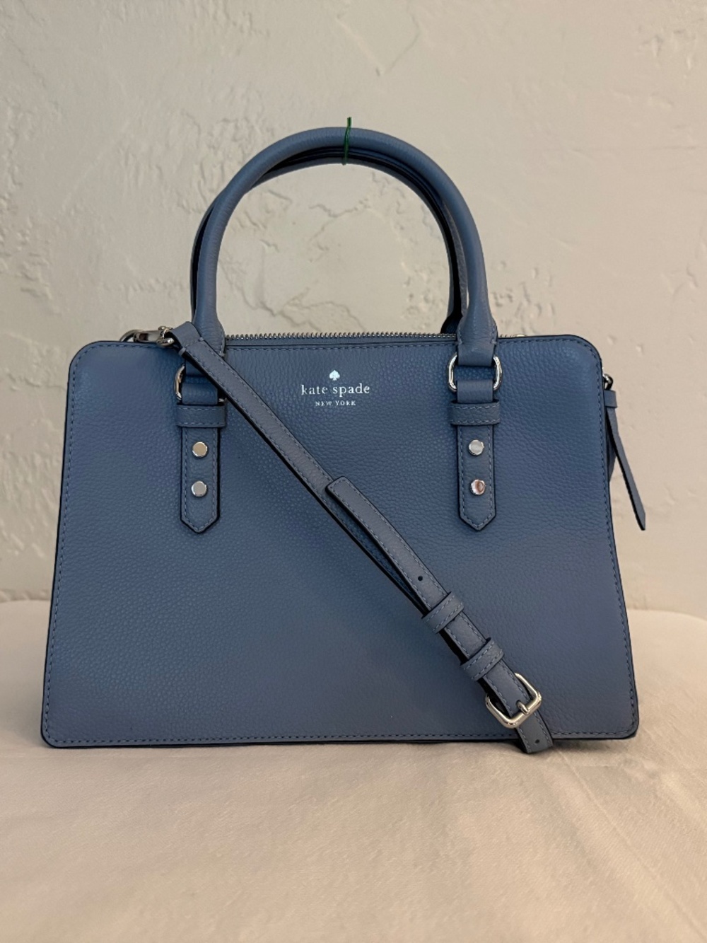 Kate Spade Teagan Medium Satchel Blue Pebbled Leather Crossbody